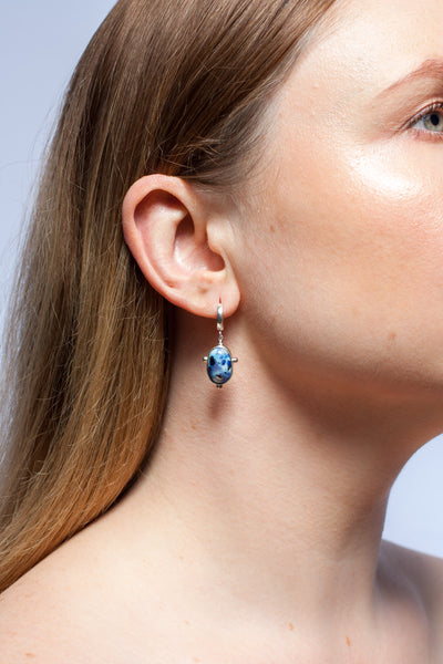 Bright blue color earrings with silver clasps