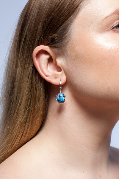 Bright blue color earrings with silver clasps