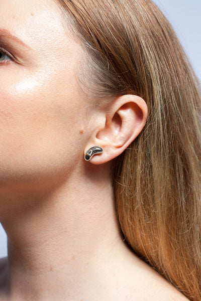 Mismatched black and grey mini earrings ABSTRACT