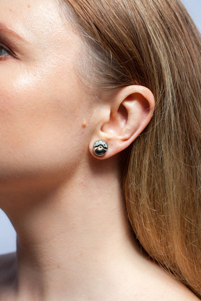 Mismatched black and grey mini earrings ABSTRACT