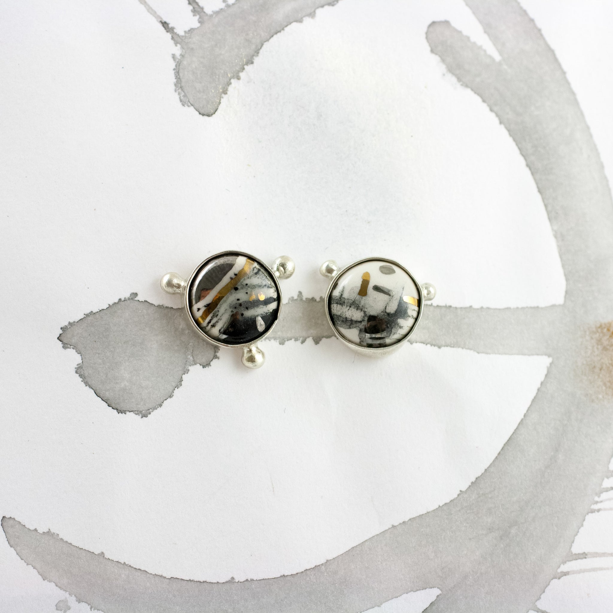 White silver earrings ABSTRACT