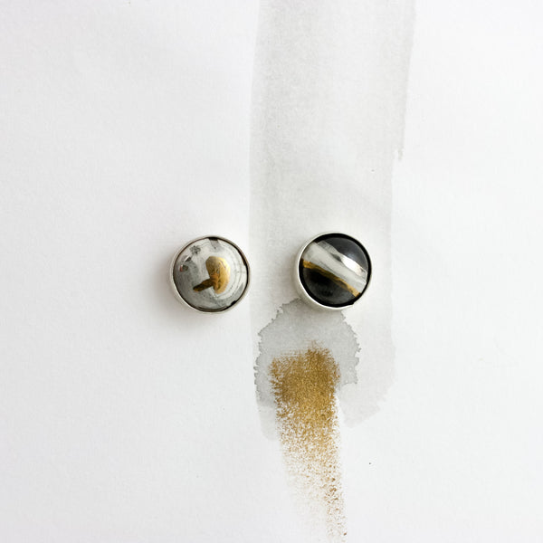 Gold plated ceramic silver earrings