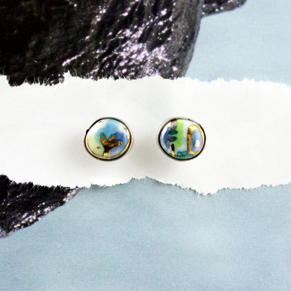 Blue and green color combo BON BON earrings