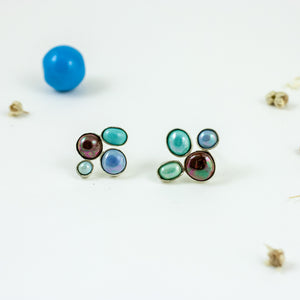 Blue and burgundy color earrings DROPS