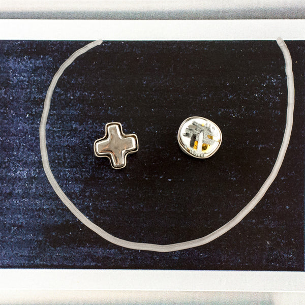 Mismatched ABSTRACT stud earrings with ceramics