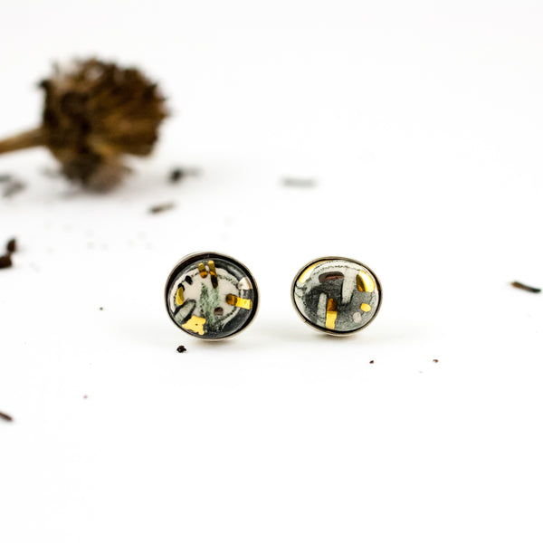 Tiny earrings ABSTRACT with luster decorated ceramics
