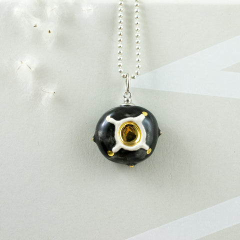 Black color minimalistic ceramic pendant