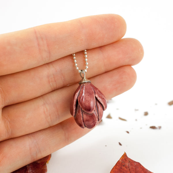 Burgundy color ceramic mini pendant