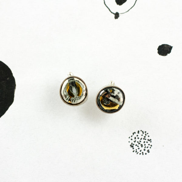 ABSTRACT mismatched silver earrings with ceramic details