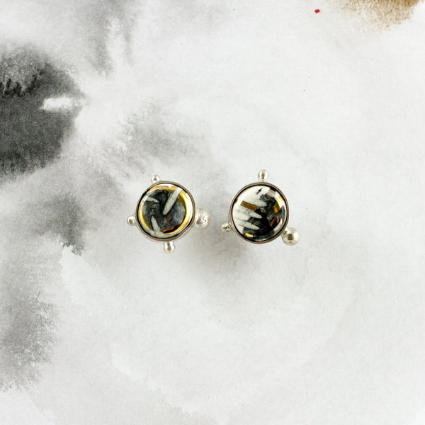 ABSTRACT earrings with gold decor