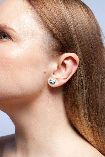 BON BON blue color earrings with tiny flowers