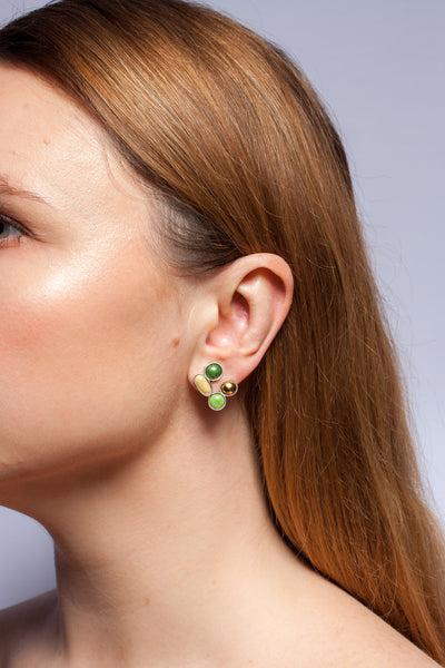 Green and butter yellow bubble earrings