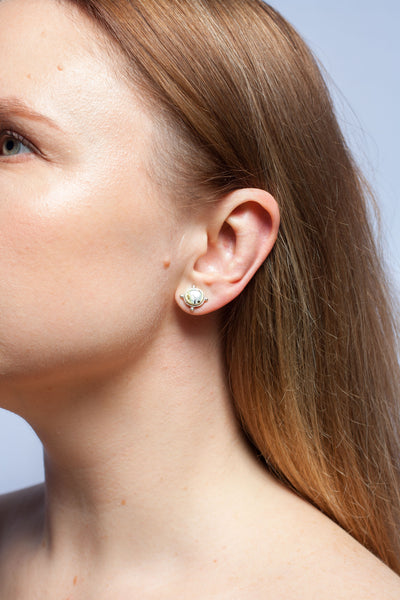 Light green and blue BON BON silver earrings
