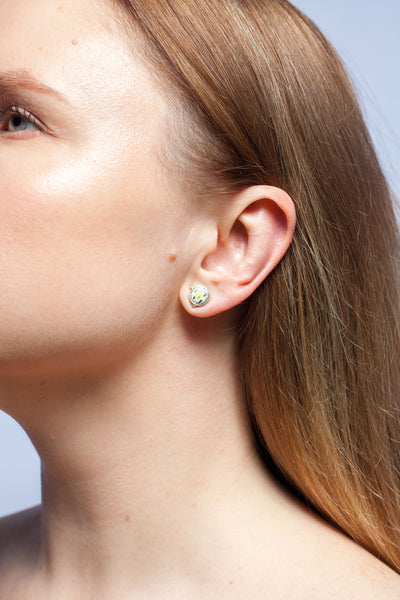 Light green and blue BON BON silver earrings