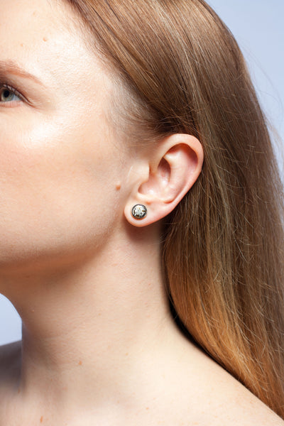 Tiny earrings ABSTRACT with luster decorated ceramics
