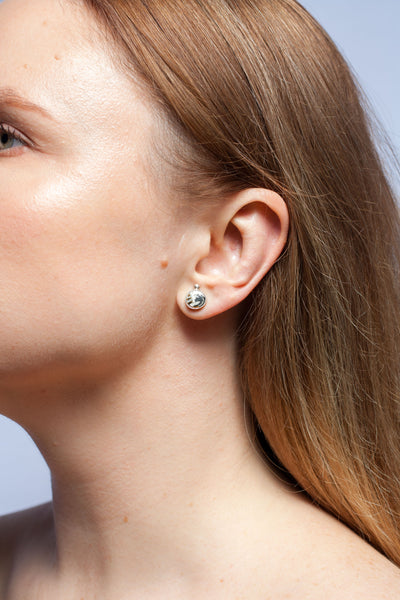 White color ABSTRACT earrings with ceramics