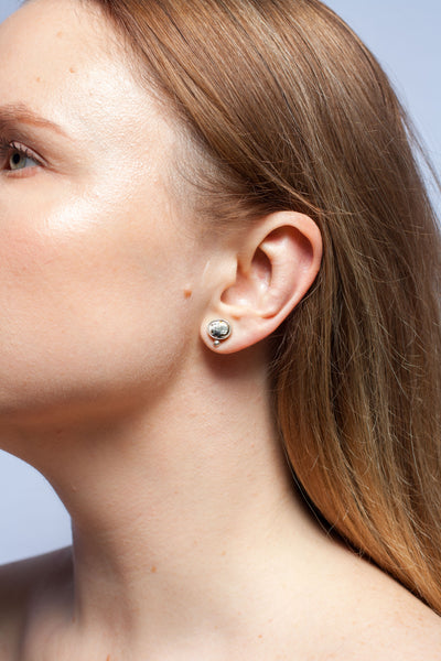 White color ABSTRACT earrings with ceramics