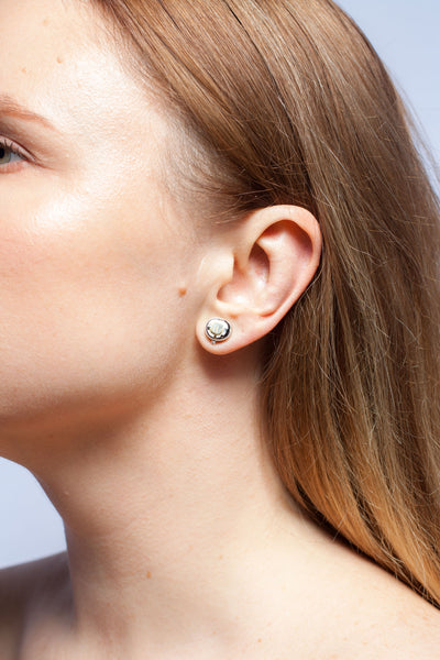 White graphic small stud earrings ABSTRACT