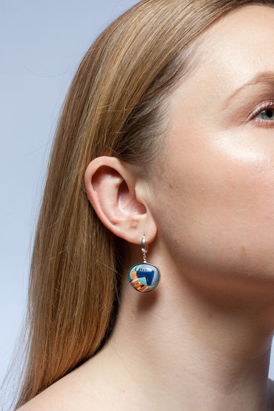 Blue and orange dangle earrings BON BON