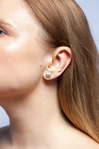 BON BON Light green and blue earrings with a flower