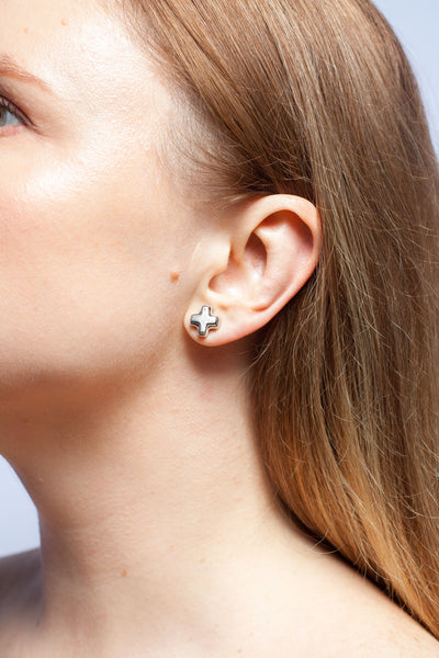 Mismatched ABSTRACT stud earrings with ceramics
