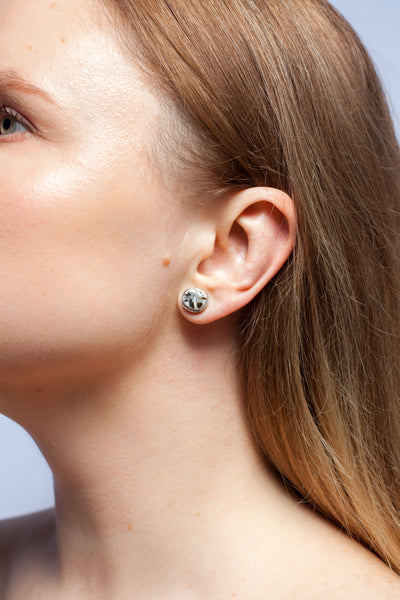 Mismatched ABSTRACT stud earrings with ceramics