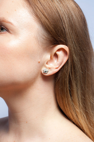 Silver ABSTRACT grey earrings