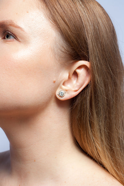 Silver ABSTRACT grey earrings