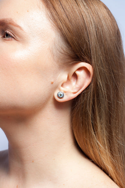 Blue and purple BON BON silver earrings
