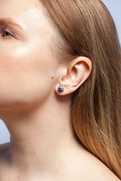 Blue and purple BON BON silver earrings