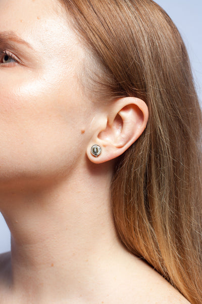 ABSTRACT mismatched silver earrings with ceramic details