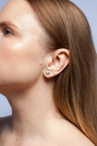 ABSTRACT mini earrings  with black lines and dots