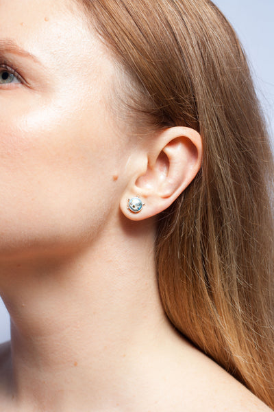 Organic form blue mismatched stud earrings BON BON