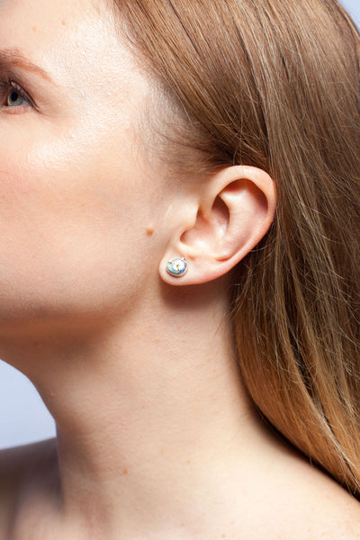Organic form blue mismatched stud earrings BON BON