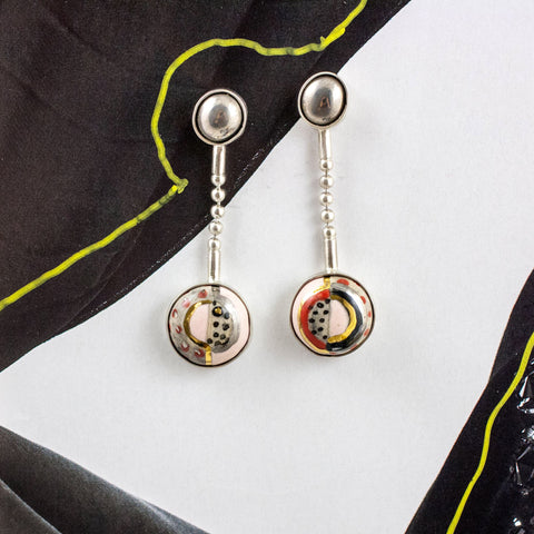 Pink gold-plated ceramic earrings