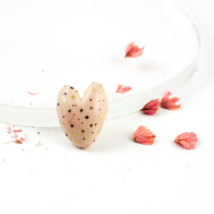 Pink gold-plated heart-shaped brooch