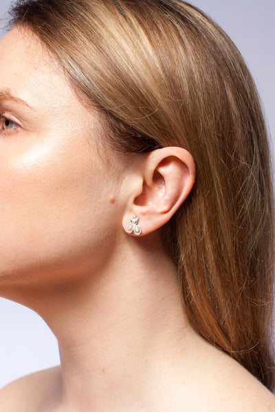 Silver stud earrings with rose pink freshwater pearls