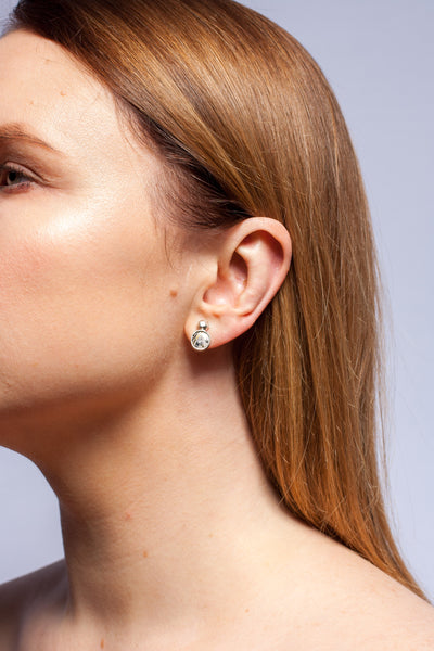 White and black ABSTRACT earrings with drawings