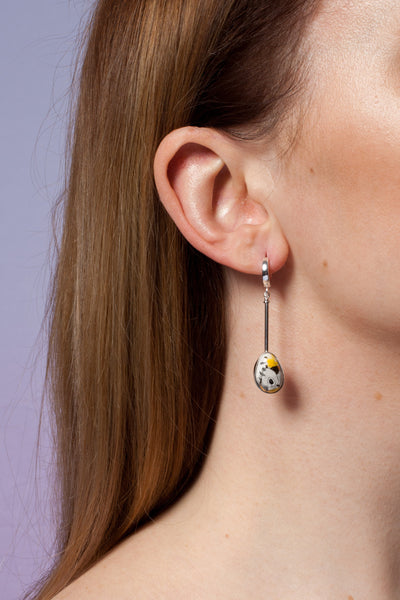 ABSTRACT Long white and yellow earrings - Aiste Jewelry