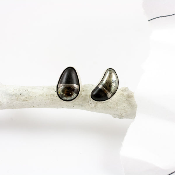 Black small silver earrings - Aiste Jewelry