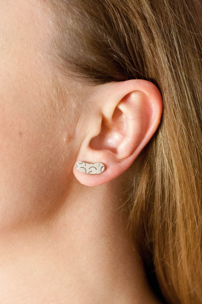 Single black sterling silver earring "Banana" - Aiste Jewelry