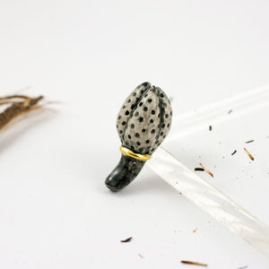 Black flower brooch with dots - Aiste Jewelry