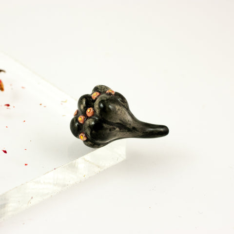 Black brooch with red buds - Aiste Jewelry