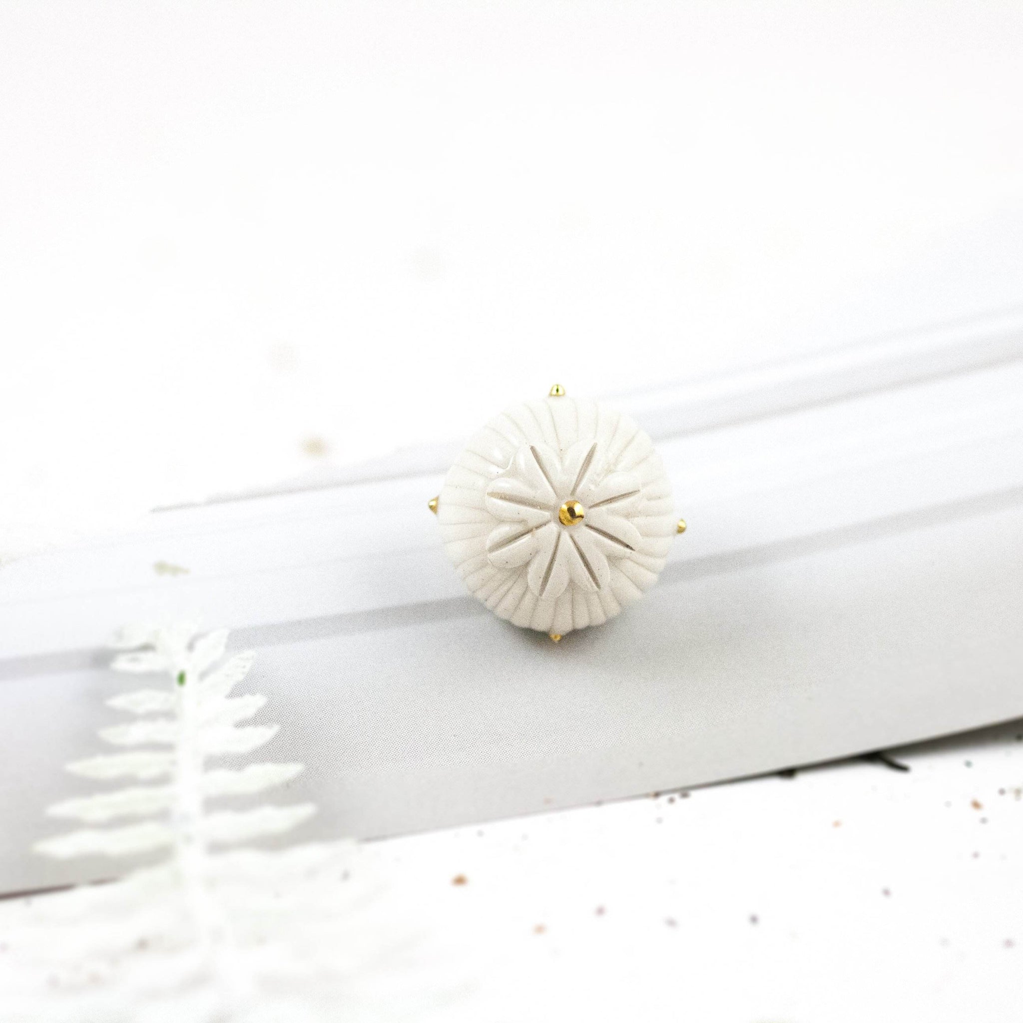 0 White nature inspired form brooch - Aiste Jewelry