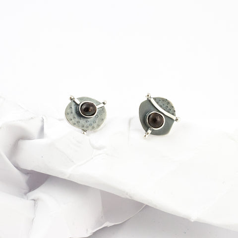 Brown blackened silver earrings - Aiste Jewelry