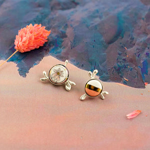 Pink earrings with a flower BON BON - Aiste Jewelry