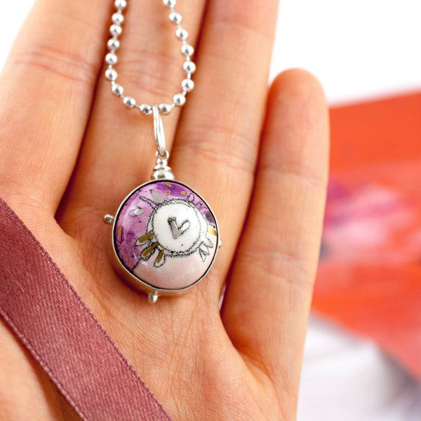 0 BON BON purple pendant with a heart - Aiste Jewelry