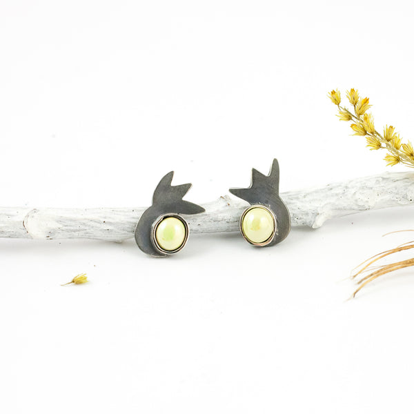 Yellow earrings with blackened silver - Aiste Jewelry
