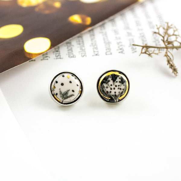 Small silver earrings with ceramics - Aiste Jewelry