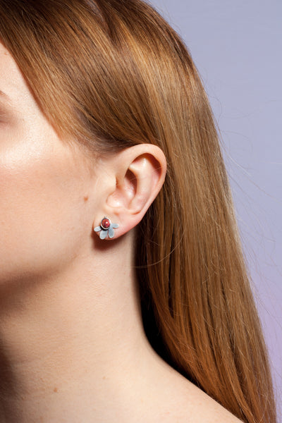 Burgundy earrings with blackened silver - Aiste Jewelry